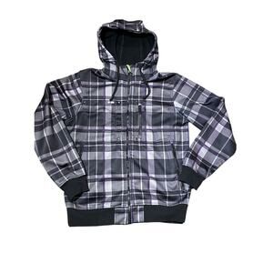 Empyre Hooded Full Zip Fleece Lined Jacket Black Gray Purple Mens M